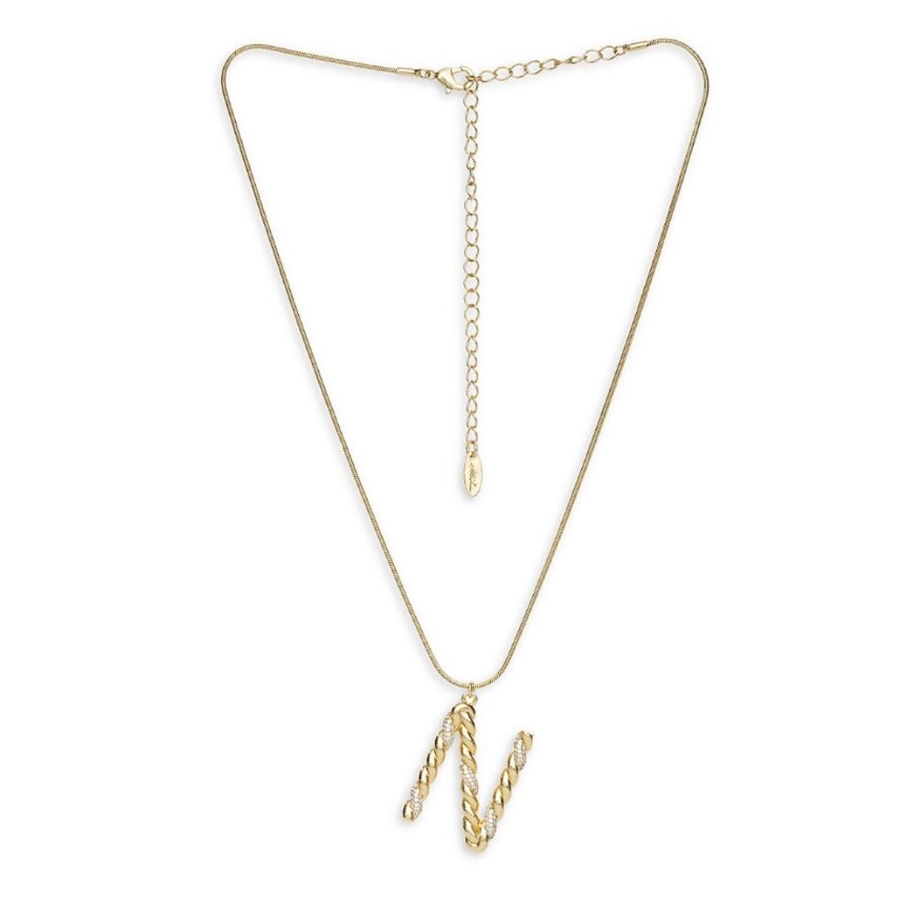 NEW ETTIKA ANTHROPOLOGY 18K Goldplated Twisted Crystal Initial Necklace N